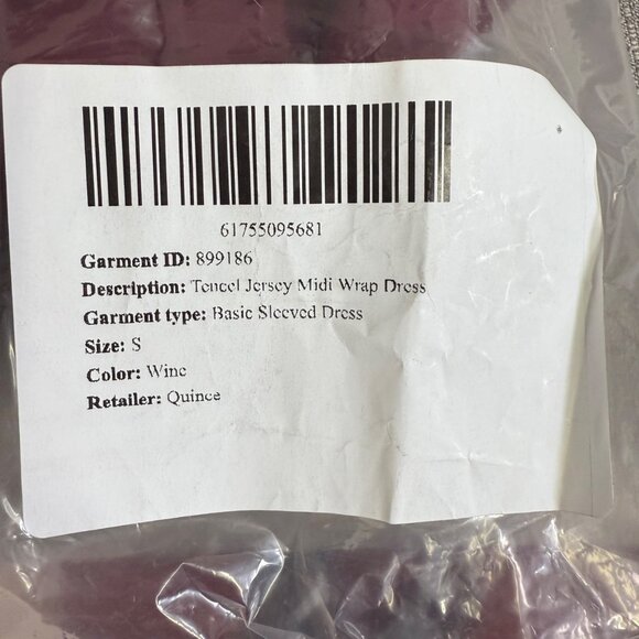 NWT Quince Tencel Jersey Midi Wrap Dress Wine Basic Sleeved Small Classic - Picture 13 of 13